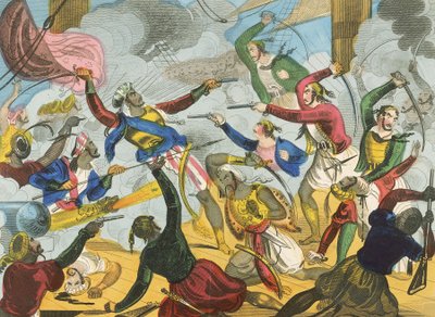 Turchi che attaccano corsari greci da J. Fairburn