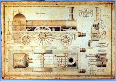 Locomotiva "Long Boiler" di Stephenson, 1841 da J. Farley
