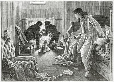Alzai la mano molto delicatamente e tirai fuori il pugnale da sotto il mio cuscino, illustrazione per una storia di crimine thriller 
