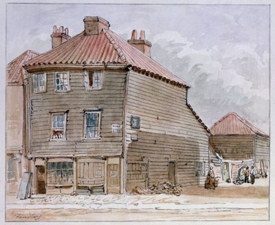 Vista di una vecchia casa in High street, Lambeth da J. Findley