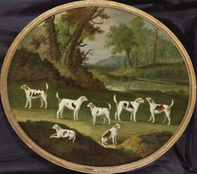 Segugi in un paesaggio boscoso da J. Francis Sartorius