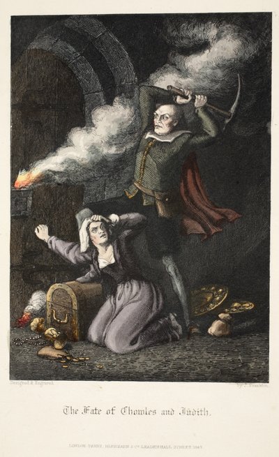 Il destino di Chowles e Judith, da Old Saint Pauls, pub. 1847 (incisione colorata a mano) da J. Franklin