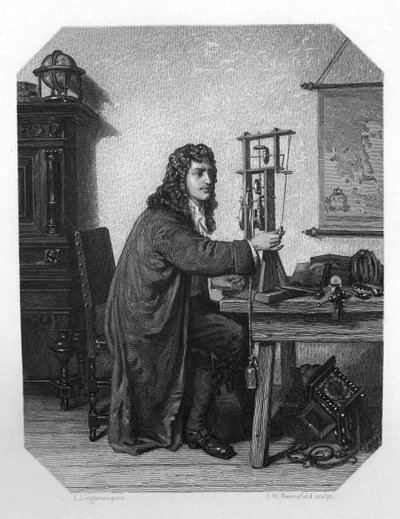 Christiaan Huygens, matematico, astronomo e fisico olandese del XVII secolo, c1870 da J. H. Rennefeld