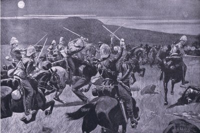 Carica al chiaro di luna del 19° Ussari vicino a Steenkampberg, illustrazione da 