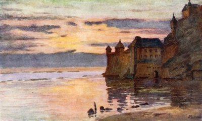 Gendarmeria, Tour Gabriel e Fiume Coesnon, Mont St Michel da J. Hardwicke Lewis