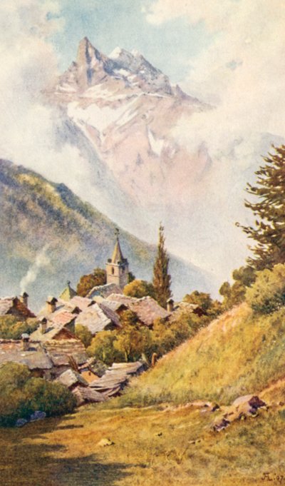 I Dents du Midi da Gryon, sopra Bex, JHL (litografia a colori) da J. Hardwicke Lewis