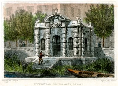 Buckingham Water Gate, Strand, Westminster, Londra, 1830 da J Henshall