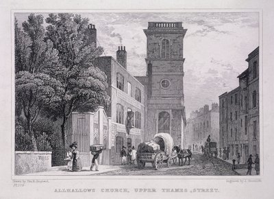 All Hallows the Great, Londra, c1829 da J Hinchcliff