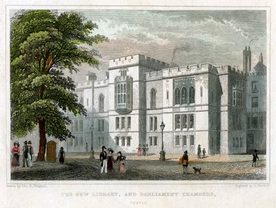 La nuova biblioteca e le camere del Parlamento, Westminster, Londra da J Hinchcliff