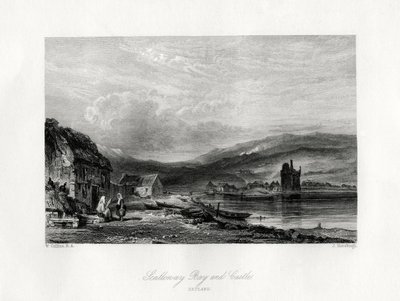Baia e castello di Scalloway, Zetland, XIX secolo da J. Horsburgh