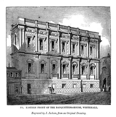 Fronte orientale della sala dei banchetti, Whitehall, 1843 da J. Jackson