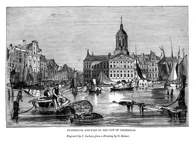 Stadthouse e parte della città di Amsterdam da J. Jackson