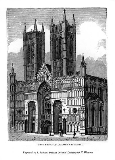 Facciata ovest della Cattedrale di Lincoln da J. Jackson