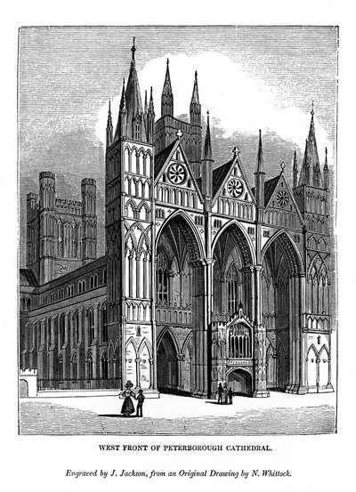 Facciata ovest della Cattedrale di Peterborough, 1843 da J. Jackson