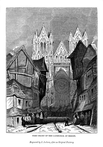 Facciata ovest della Cattedrale di Reims, 1843 da J. Jackson