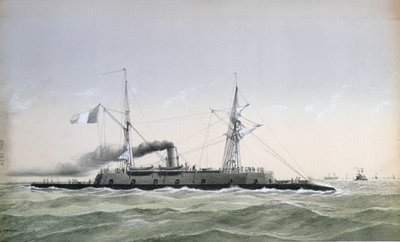 Nave corazzata della Marina Francese Le Rochambeau, c. 1870 da J. Koerner