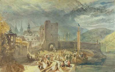 Veduta di Boppard, con figure sulla riva del fiume da J. M. W. and Wyatt James Turner