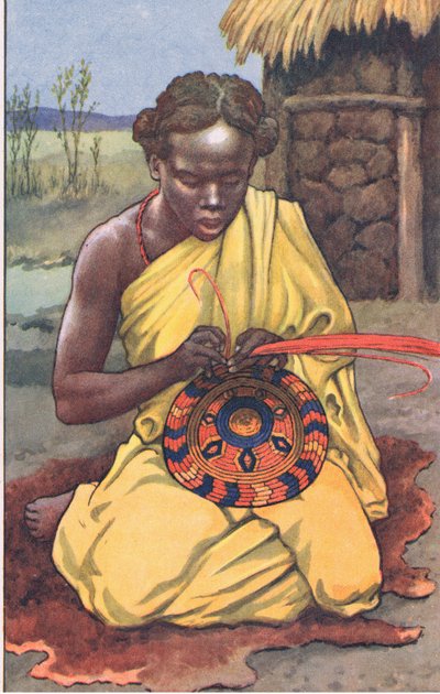 Il lavoratore di rafia, dai poster scolastici MacMillan, c.1950-60 da J. Macfarlane