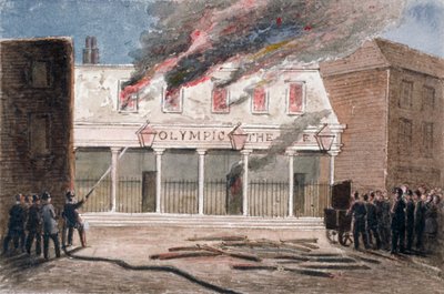 Incendio al Teatro Olimpico, Wych Street, Westminster, Londra da J Maund