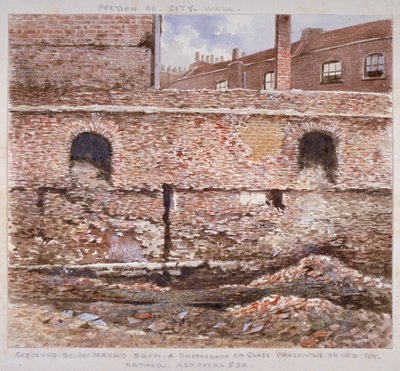 Parte del muro di Londra che mostra la faccia interna su Cooper