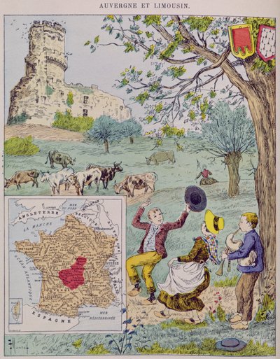 Alvernia e Limosino, illustrazione per Le Tour de France di Marie de Grandmaison, 1893 da J. Maurel