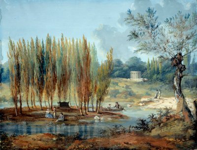 Vista della tomba del filosofo svizzero Jean Jacques Rousseau (1712-1778) a Ermenonville (Oise) da J. Moreth