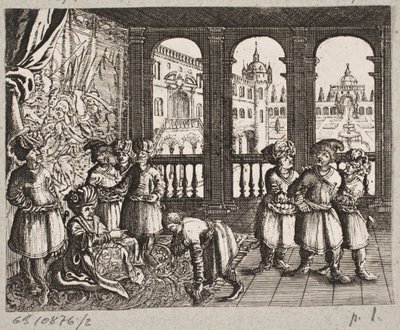 Illustrazione per Adam Olearius, “Persianischer Rosenthal von einem Sinnreichen Poeten Schich Saadi [...]”, Schleswig 1660 da J. Muller