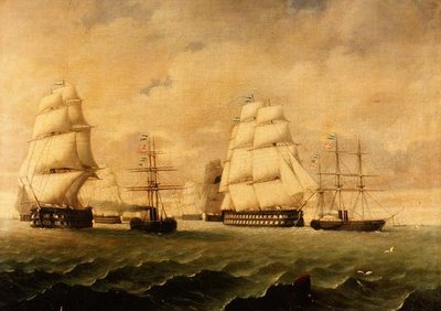 Una flotta da battaglia e rimorchiatori da J. Murray
