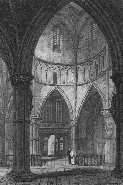 Interno della Chiesa del Tempio (incisione) da John Preston Neale