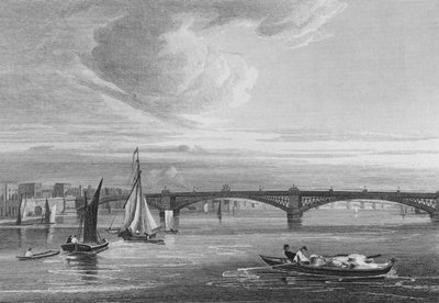 Nuovo Ponte di Ferro, sul Tamigi da Queen Street (incisione) da John Preston Neale