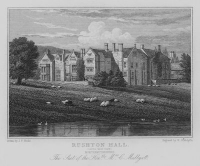 Rushton Hall, vista sud-ovest, Northamptonshire, la sede dell