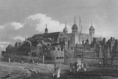 La Torre di Londra, dalla Collina (incisione) da John Preston Neale