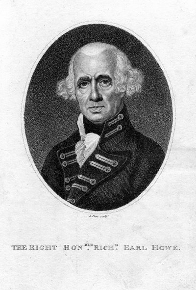 Richard Howe 1726-1799, 1º conte Howe, ammiraglio inglese, XIX secolo da J. Pass