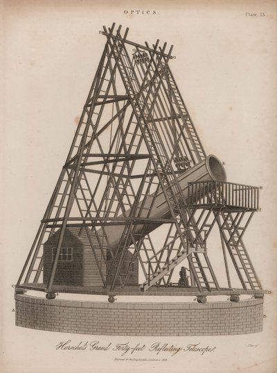 Telescopio riflettore di 40 piedi di William Herschel, Slough, Berkshire da J. Pass