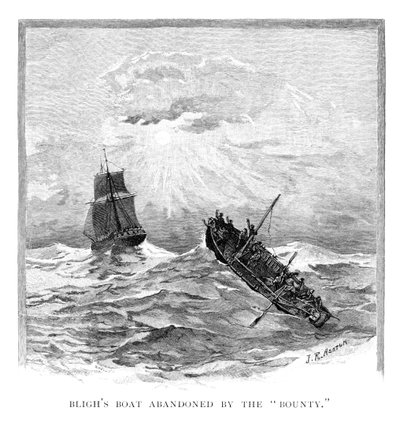La barca del Capitano Bligh abbandonata dal Bounty da J. R. Ashton