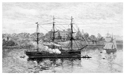 Government House e HMS Nelson, Sydney, Nuovo Galles del Sud, Australia, 1886 da J. R. Ashton