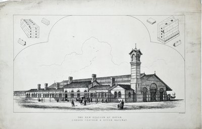 Nuova stazione a Dover. London, Chatham e Dover Railway. 1860 da J. R. Jobbins