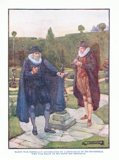 Bacon era generalmente accompagnato da un gentiluomo della sua casa, da Letteratura Inglese pub. da T C & EC Jack, c.1920 da J. R. Skelton
