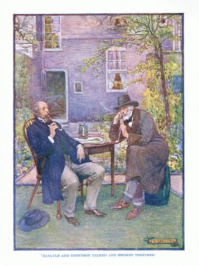 Carlyle e Tennyson parlavano e fumavano insieme, da English Literature pub. da T C & EC Jack, c.1920 da J. R. Skelton