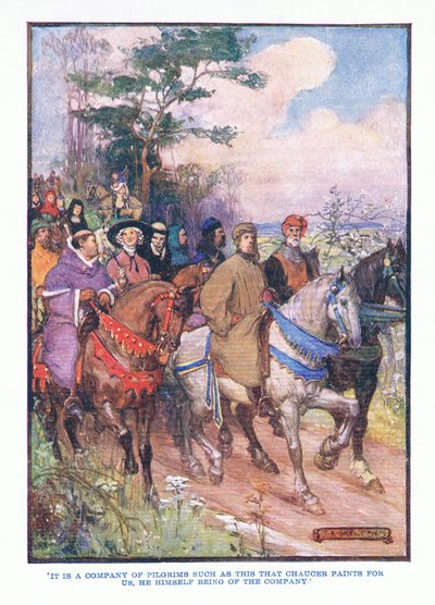 È una compagnia di pellegrini, da Letteratura Inglese pub. da T C & EC Jack, c.1920 da J. R. Skelton