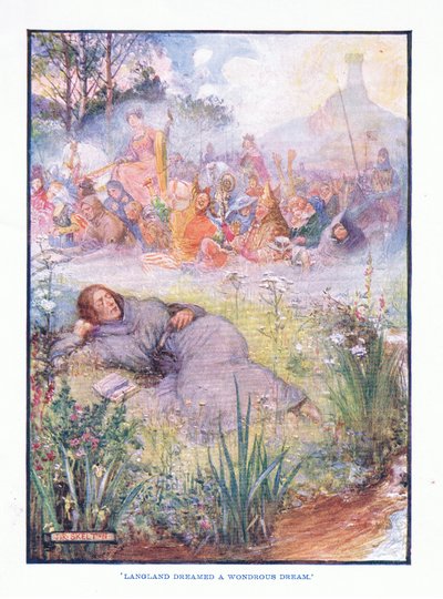 Langland sognò un sogno meraviglioso, da Letteratura Inglese pub. da T C & EC Jack, c.1920 da J. R. Skelton
