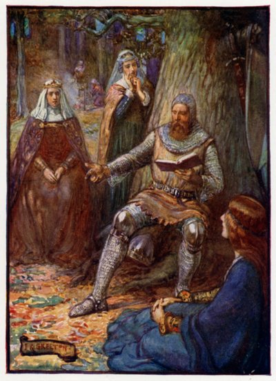 Robert the Bruce, re di Scozia, che legge storie ai suoi seguaci, XIV secolo da J. R. Skelton