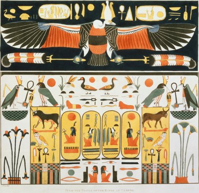 Murale dalle Tombe dei Re di Tebe, scoperto da G. Belzoni, tavola 2 da `Plates Illustrative of the Researches in Egypt and Nubia`, inciso da Charles Hullmandel (1789-1850) 1820-22 da J. Ricci