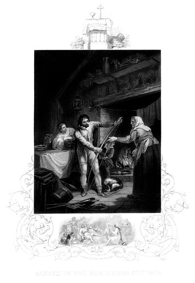 Alfredo il Grande nel cottage del mandriano, IX secolo d.C., 1880 da J. Rogers