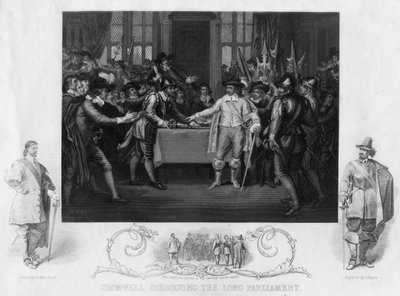 Oliver Cromwell 1599-1654 scioglie il Lungo Parlamento, XIX secolo da J. Rogers