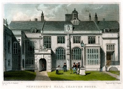 Sala dei pensionati, Charterhouse, Londra, 1830 da J. Rogers