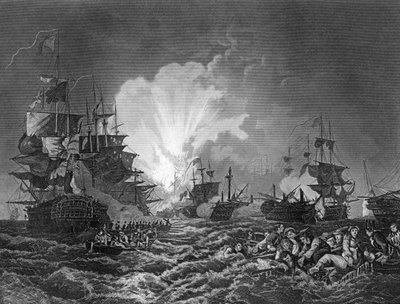 La battaglia del Nilo, Egitto, 1 agosto 1798 c1857 da J. Rogers