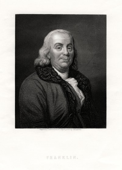 Benjamin Franklin, figura politica e statista degli Stati Uniti, 19° secolo da J. Thomson