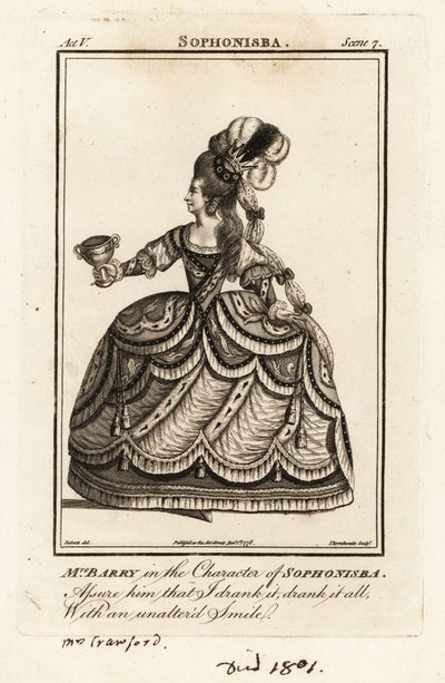 Mrs Ann Barry nel ruolo di Sofonisba in Sofonisba di James Thomson da J. Thornthwaite