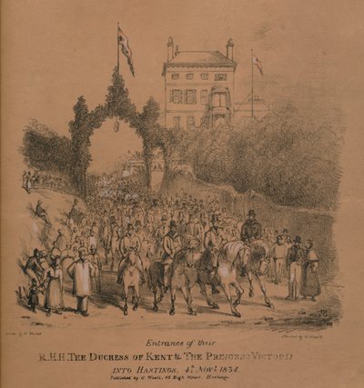 Ingresso delle loro A.R. La Duchessa di Kent e la Principessa Vittoria a Hastings da J. Thorpe